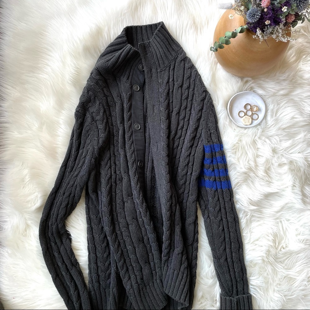 Mens Gap Button Up Charcoal Gray Sweater Cardigan